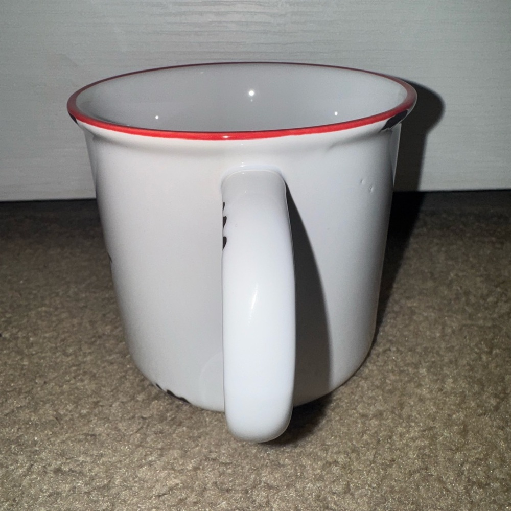 ❤️2 for 10❤️ Natural life Cup of Happy White coffee cup mug with Red Rim - Picture 2 of 6